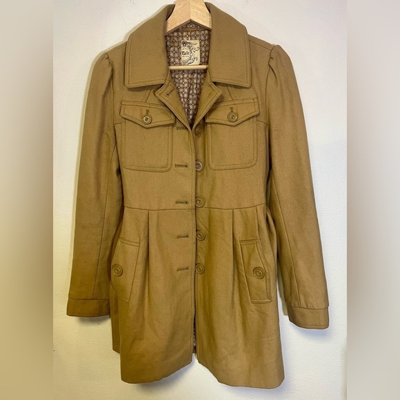 Anthropologie Tulle Wool Pea Coat Button & Belted Waist Closure 
Women’s Size XS - Picture 3 of 6